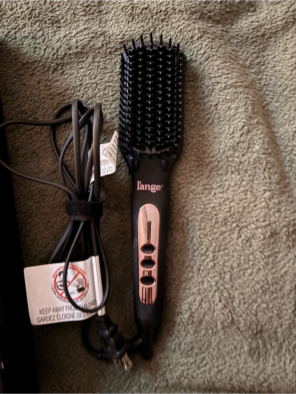 Lange Black Paddle Hair Brush with Rose Gold Controls
